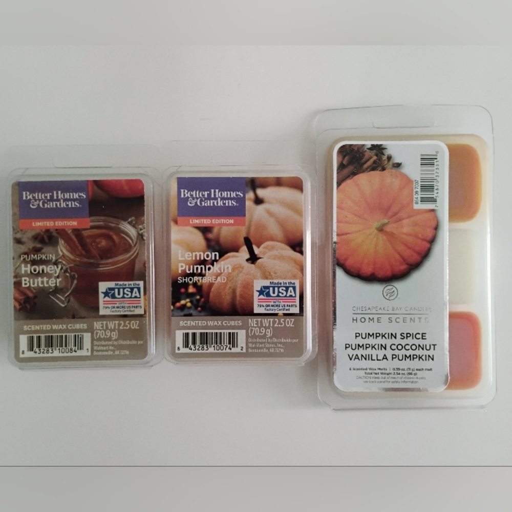 Lot 3 Better Homes & Gardens Pumpkin Variety Pack Wax Melts Chesapeake Bay